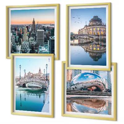 City on Water architecture wall art set of 4 pieces