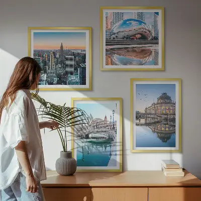 City on Water architecture wall art set of 4 pieces