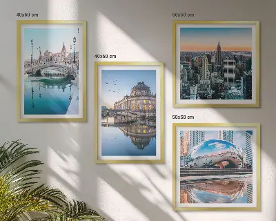 City on Water architecture wall art set of 4 pieces