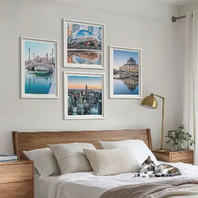 City on Water architecture wall art set of 4 pieces