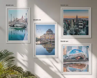 City on Water architecture wall art set of 4 pieces