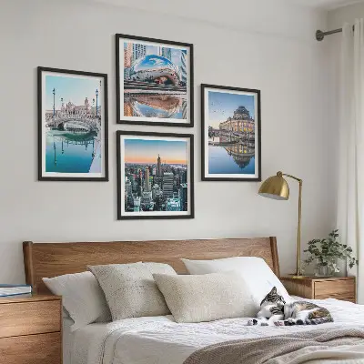 City on Water architecture wall art set of 4 pieces