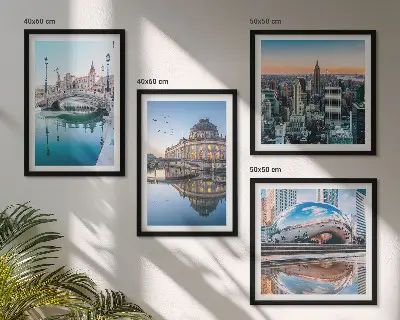 City on Water architecture wall art set of 4 pieces