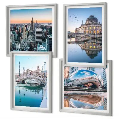 City on Water architecture wall art set of 4 pieces