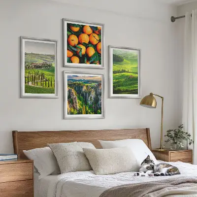 Multi-piece wall decor set featuring an Italian countryside nature scene with oranges