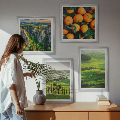 Multi-piece wall decor set featuring an Italian countryside nature scene with oranges