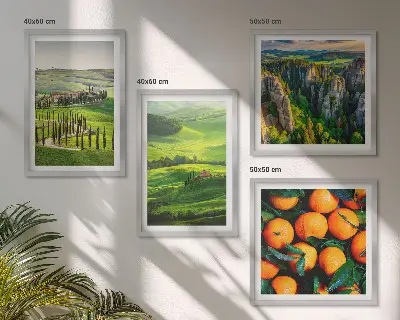 Multi-piece wall decor set featuring an Italian countryside nature scene with oranges