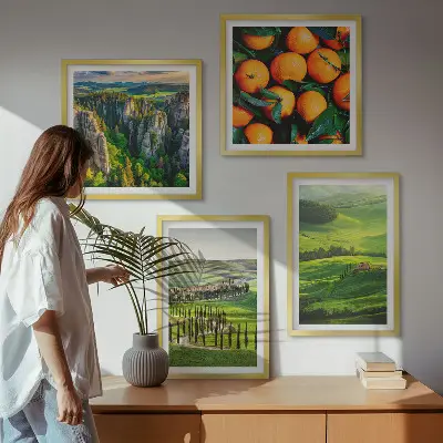 Multi-piece wall decor set featuring an Italian countryside nature scene with oranges