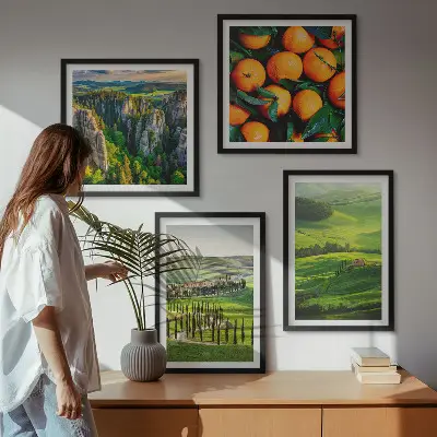Multi-piece wall decor set featuring an Italian countryside nature scene with oranges