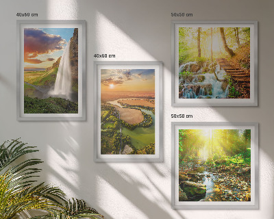Wall art set Orange Mountain Waterfall