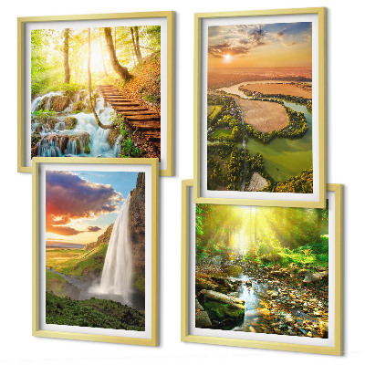 Wall art set Orange Mountain Waterfall