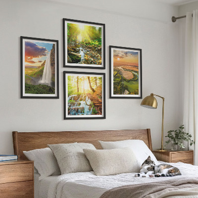 Wall art set Orange Mountain Waterfall