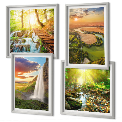 Wall art set Orange Mountain Waterfall