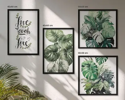 Leafy plants wall art set live laugh love design