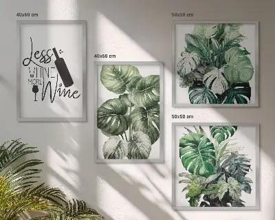 Green wine plant leaf wall art set set of 4 pieces