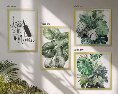 Green wine plant leaf wall art set set of 4 pieces