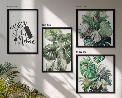 Set of 4 wall art pieces Green wine plant leaves