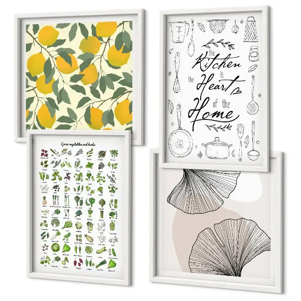 Kitchen herbs and lemon wall art set multi-piece decorative painting
