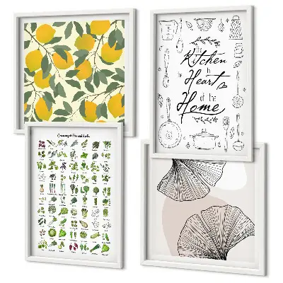 Kitchen herbs and lemon wall art set multi-piece decorative painting