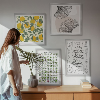 Multi-piece wall decor set Kitchen herbs lemon painting