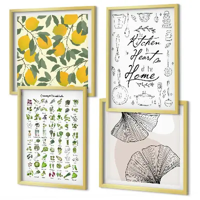 Kitchen herbs and lemon wall art set multi-piece decorative painting
