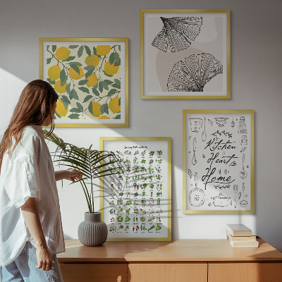 Multi-piece wall decor set Kitchen herbs lemon painting