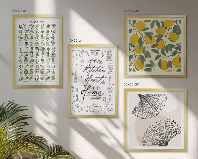Kitchen herbs and lemon wall art set multi-piece decorative painting