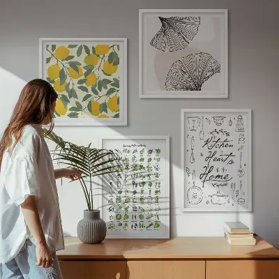 Kitchen herbs and lemon wall art set multi-piece decorative painting