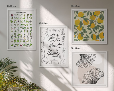 Multi-piece wall decor set Kitchen herbs lemon painting