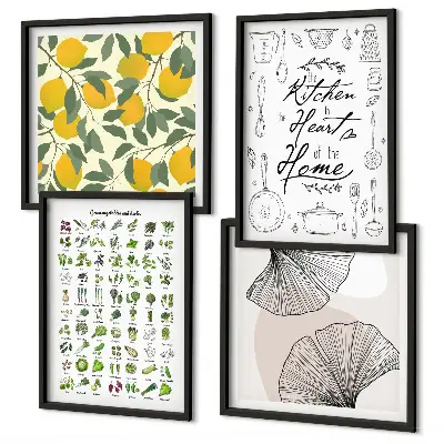 Kitchen herbs and lemon wall art set multi-piece decorative painting