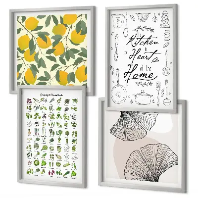 Kitchen herbs and lemon wall art set multi-piece decorative painting