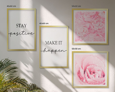 Wall art set Minimalist pink flowers