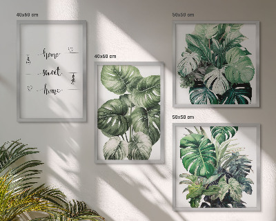 Set of 4 wall art pieces Watercolor Monstera Leaves
