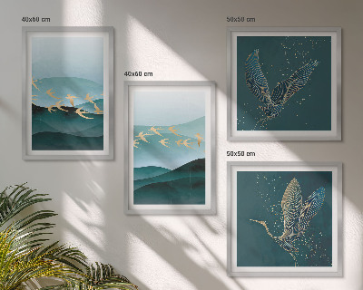 Multi-piece wall decor set Abstract landscapes of bird waves