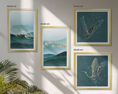 Multi-piece wall decor set Abstract landscapes of bird waves