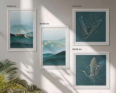 Multi-piece wall decor set abstract landscapes depicting bird waves
