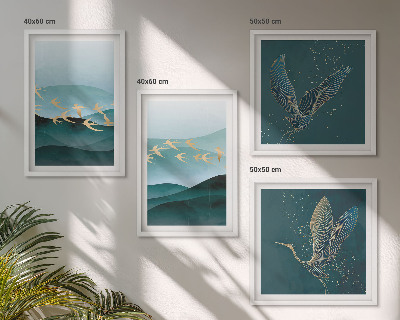 Multi-piece wall decor set Abstract landscapes of bird waves
