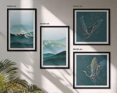 Multi-piece wall decor set Abstract landscapes of bird waves