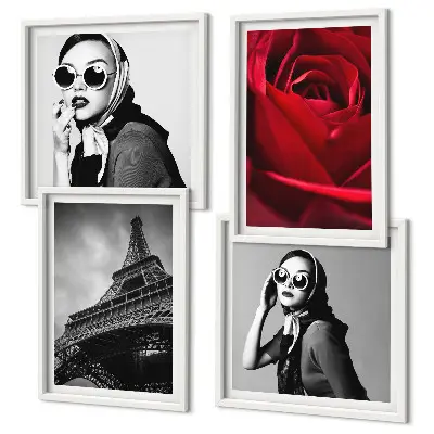 Multi-piece wall decor set Parisian lady with Eiffel glasses