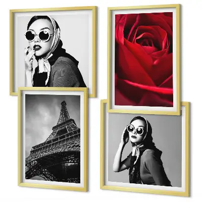 Multi-piece wall decor set Parisian lady with Eiffel glasses