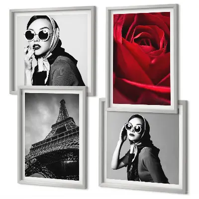 Multi-piece wall decor set Parisian lady with Eiffel glasses