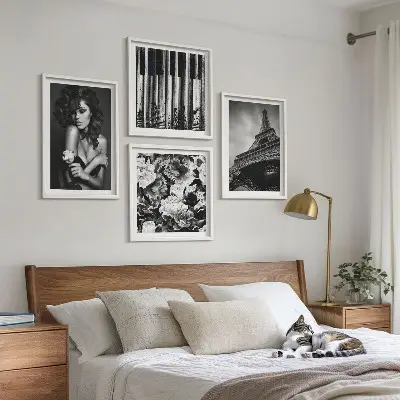 Wall art set Portrait of a Woman with an Eiffel Rose
