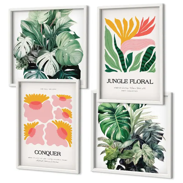 Multi-piece wall decor set modern flower and leaf posters
