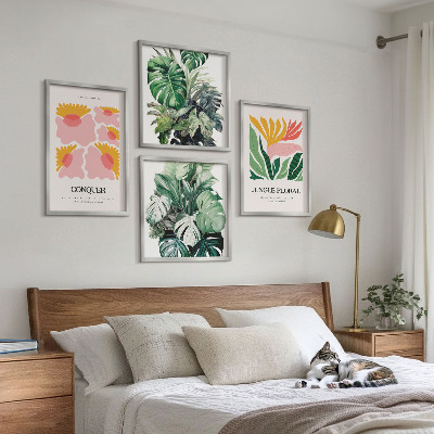 Multi-piece wall decor set Flowers leaves modern posters