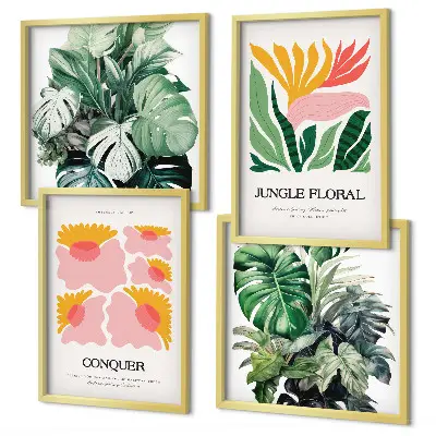 Multi-piece wall decor set modern flower and leaf posters
