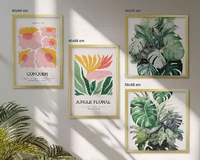 Multi-piece wall decor set modern flower and leaf posters