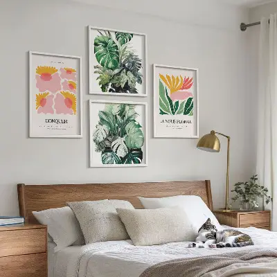 Multi-piece wall decor set modern flower and leaf posters