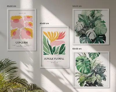 Multi-piece wall decor set modern flower and leaf posters