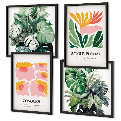 Multi-piece wall decor set Flowers leaves modern posters