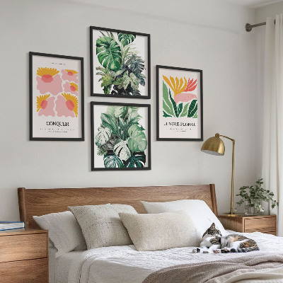 Multi-piece wall decor set Flowers leaves modern posters